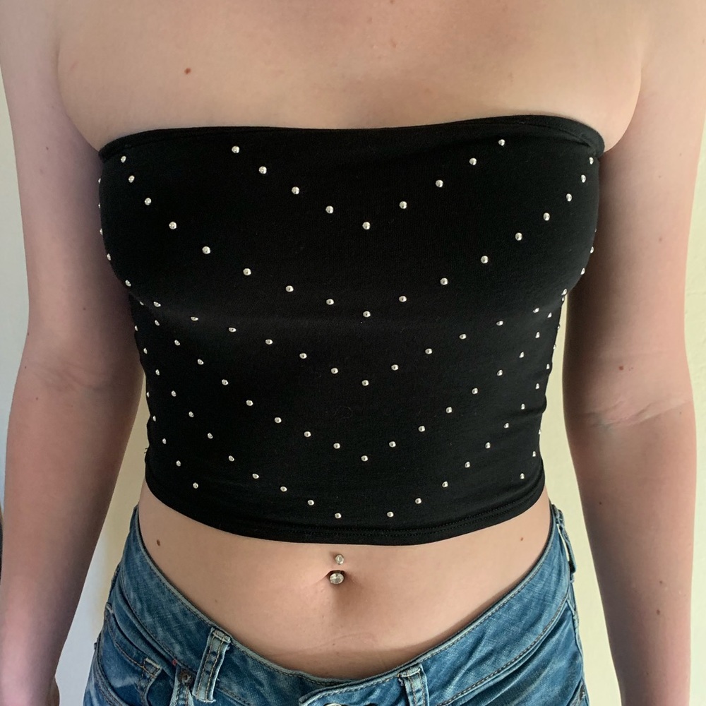 Victoria Secret PINK Black Tube Top with Studs